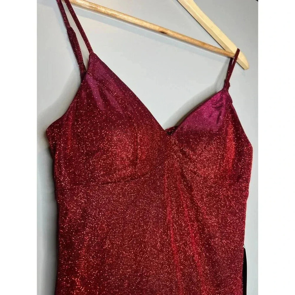 City triangles RED glitter bandage mini dress NYE holiday party midi size 9 - Picture 3 of 9